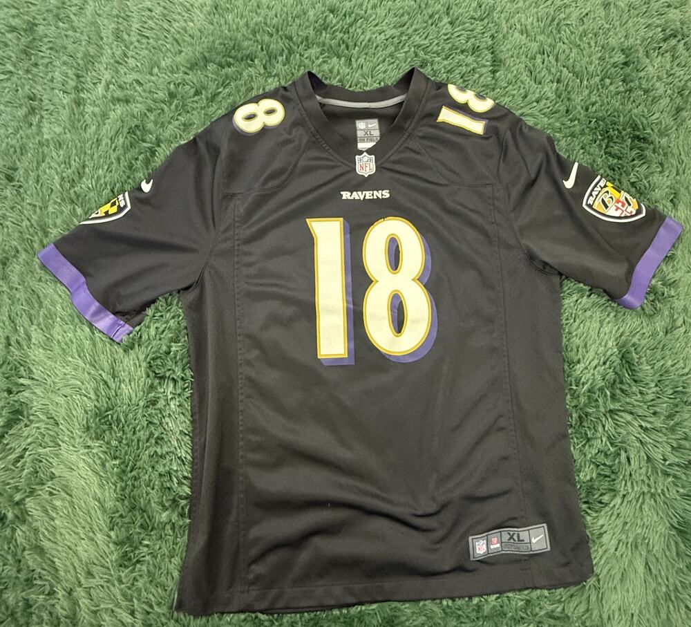 Nike Baltimore Ravens #18 Smith NFL Football Jersey Men's XL Black Purple Gold